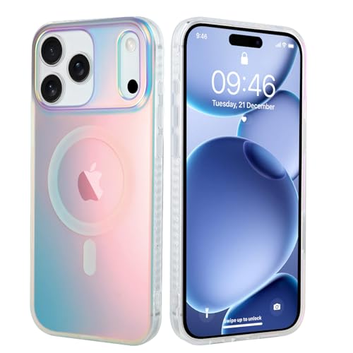 Image of AIGOMARA Magnetic for iPhone 17 Pro Max Case, [Compatible with Magsafe] [Fluorescent Iridescent Color] Slim Shockproof Translucent Matte Protective iPhone Case for Women Girls 6.9 Inch