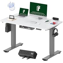 FLEXISPOT EN2 Whole-Piece Standing Desk with Clamp Power Strip, 48 x 24'' Electric Stand Up Height Adjustable Desk with Cab
