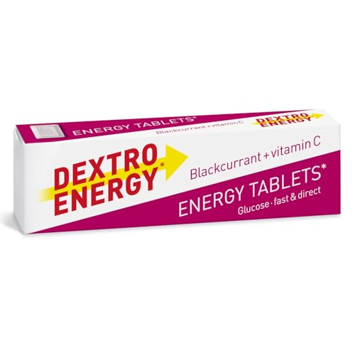 Dextro Energy Blackcurrant Glucose Tablets with Vitamin C, 47 g, 24 Packs, Energy Tablets, for a Quick Burst of Glucose