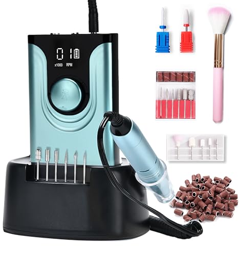 65W Nail Drill for Acrylic ,Pro High Tech Fast Removal Electric Nails Drill Kit ,Rechargeable Nail Drill Machine Professional Drill Bit Nail File Buffer Tools Salon Manicure Pedicure
