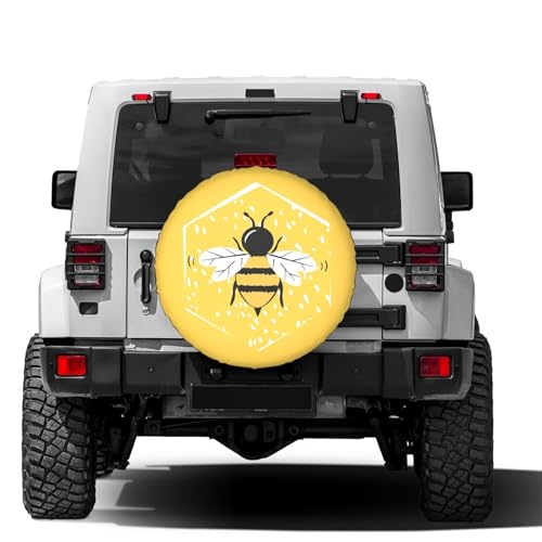 Image of Delerain Spare Tire Cover Cartoon Bee Wheel Covers Waterproof Dust-Proof UV Sun Universal Fit for Jeep Trailer RV SUV Truck and Many Vehicle (17 Inch for Diameter 31 inch-33 inch)