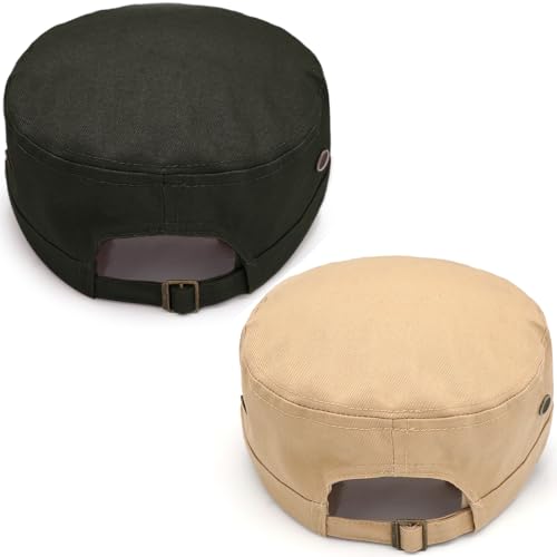 Image of Cadet Army Hat 2 Pieces Flat Top Cap Unisex Military Hat for Women Men
