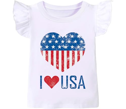 July 4th Tank Top Girl Toddler 4th of July Shirt Baby Girl American Flag Shirt USA Ruffle Tee Girl Patriotic Outfit 2-7T
