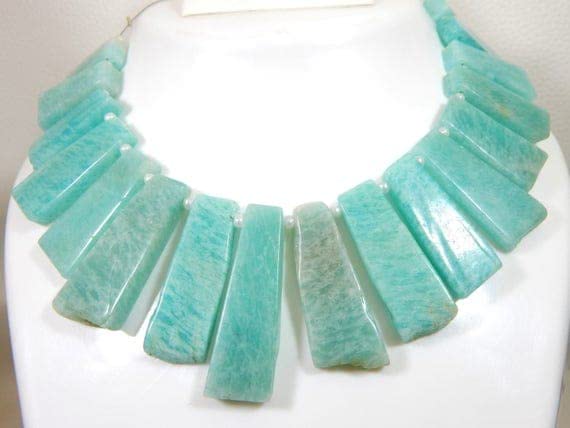 Amazonite naturelle LKBEADS perles trapèze pierre véritable fil gemmes 27x8-42x12mm