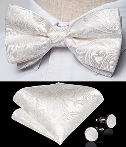 Image of DiBanGu Mens Paisley Suit Waistcoat,Silk Dress Vest and Bowtie Pocket Square Cufflinks with Lapel Pin Set for Wedding Tuxedo