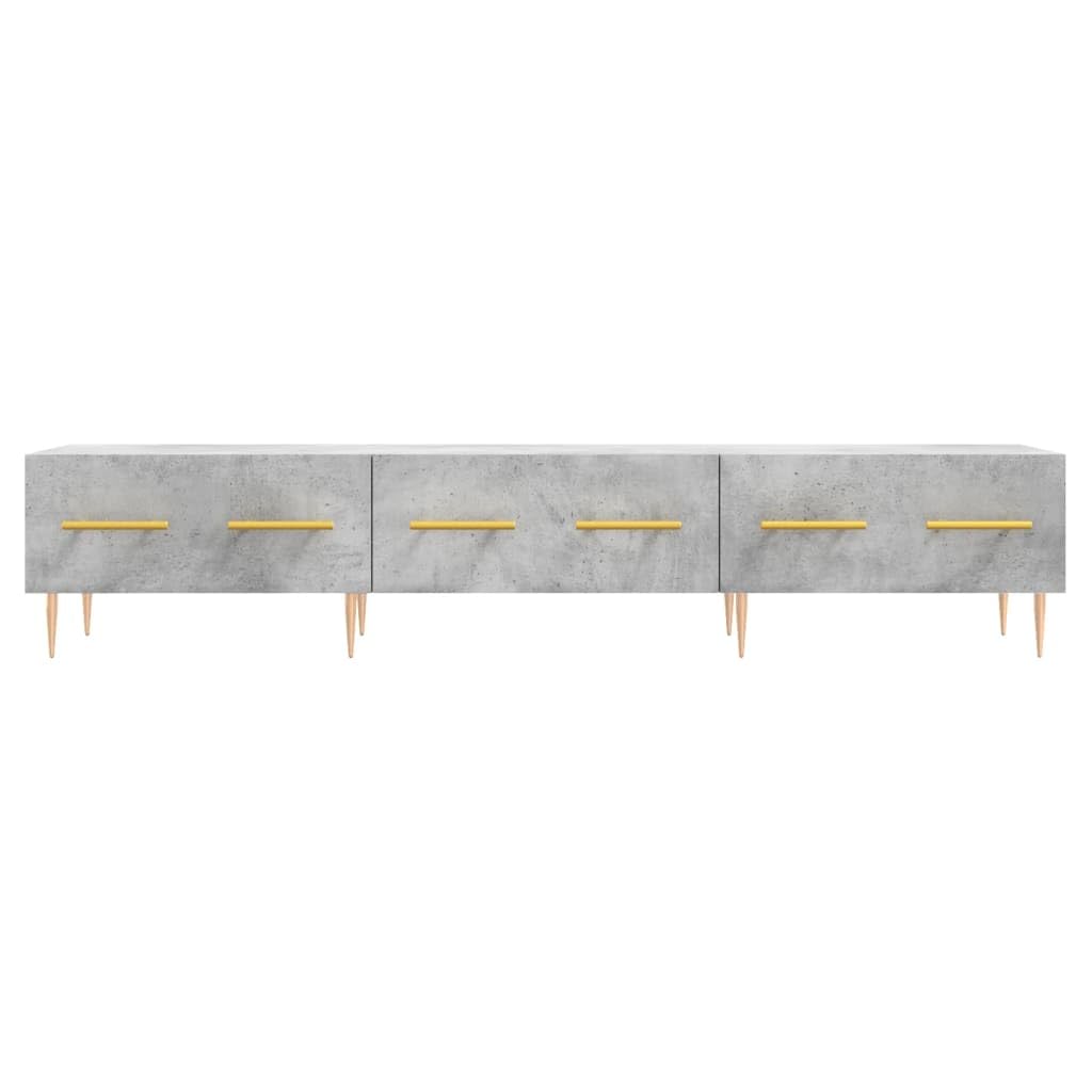 Szafka pod telewizor, betonowa szara z drewnopochodnymi z żelaznymi nogami, 150 x 36 x 30 cm, niska szafka z 3 szufladami, miejsce do przechowywania do salonu i kina domowego, nowoczesny mebel