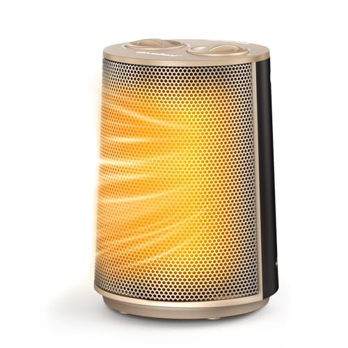 Image of GiveBest Portable Space Heater - 1500W Quiet & Energy Efficient Overheat & Tip-Over Protection, Fast Heating PTC Technology, Ideal for Bedroom, Office & Desk Use, Gold
