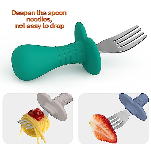 4Pcs Toddler Forks, Stainless Steel Baby Self-Feeding Utensils, BPA-Free