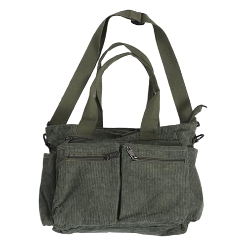 Style rétro chic travail et usage quotidien avec ce sac vert côtelé