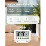 Digital Travel Alarm Clock - 3.54 inch LCD Display, 9-Minute Snooze, 2 Volume Levels, Backlight, Battery Included (White) - Image 2