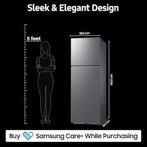 Image of Samsung 256 L, 3 Star, Convertible, Digital Inverter Frost Free Double Door Refrigerator (RT40H30U3THL, Silver, Matt Doi Metal, 2026 Model)