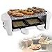 Raclette Grill da tavolo per 2 persone, piastra elettrica da tavolo con pietra calda (2 padelle, rivestimento antiaderente, piedini antiscivolo, bianco)