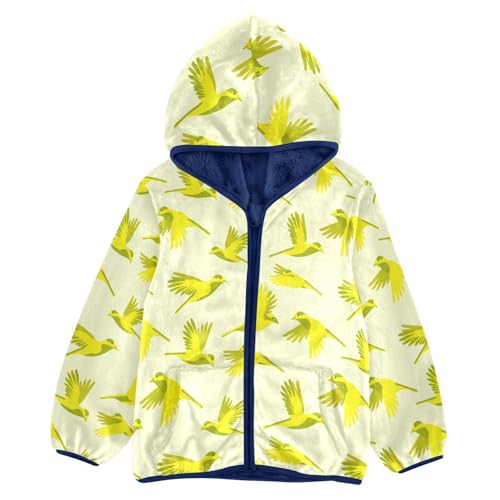 Yellow Flying Birds Girls Fleece Jacket Girls Fall Jacket Girls Zip Up Hoodie Girls Sherpa Jacket 2-10T