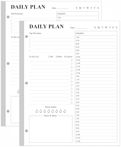 (2-Pack) Undated Daily Planner Refill - A4 Planner Inserts, 200