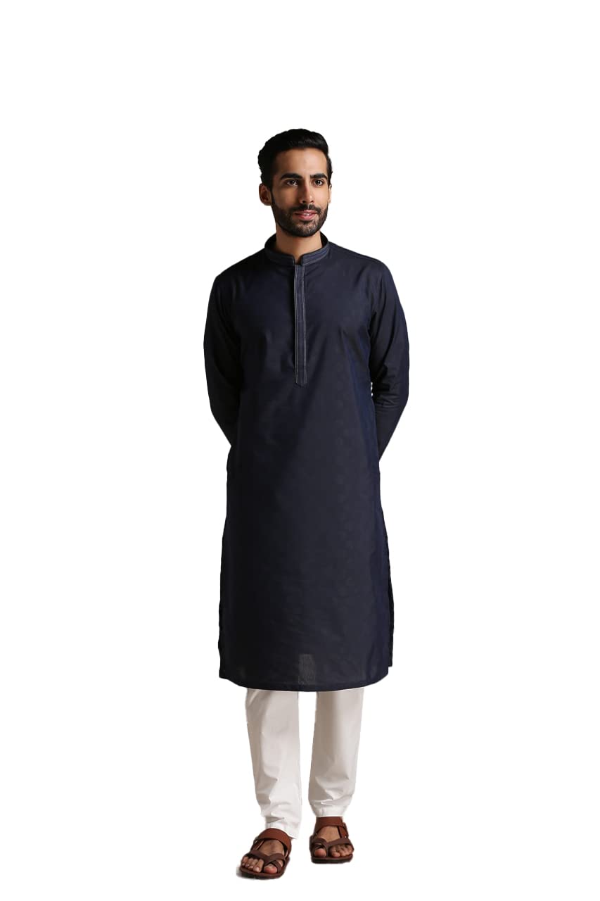 manyavar Men's Blended Cotton Printed Kurta Set (2pcs)-picture-47