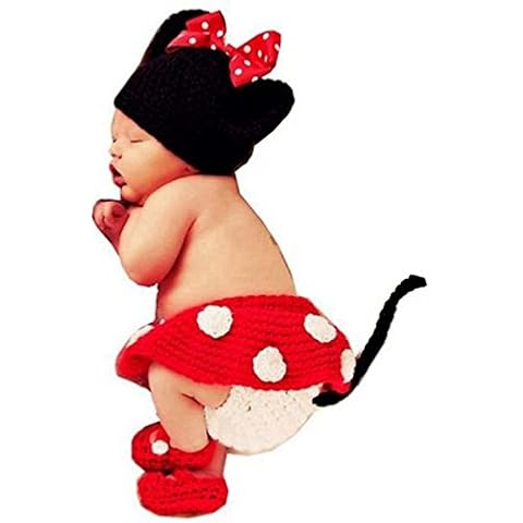 SAMGU Neugeborene Fotografie Prop Baby Kostüm niedlich Crochet Strickmütze Cap Mädchen Jungen Windel Schuhe Cover