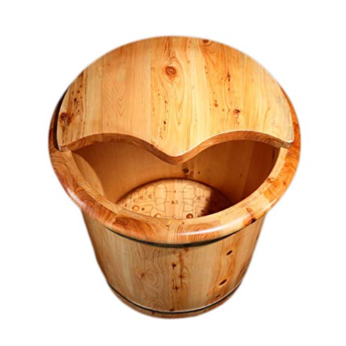 HPTHLY Cubo De Madera para Remojo De Pies, Cubo De Madera para Baño De Pies, Cubo De SPA para Masaje De Pies con Tapa, Dedicación Desinteresada, Amistad Y Virtud