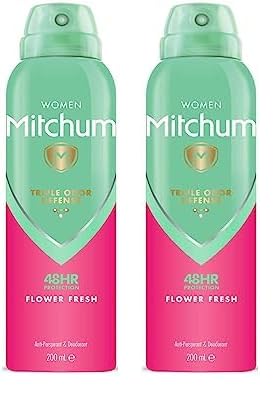 Mitchum Women Triple Odor Defense 48HR Protection Aerosol Deodorant & Anti-Perspirant, Flower Fresh, 200 ml (Pack of 2)