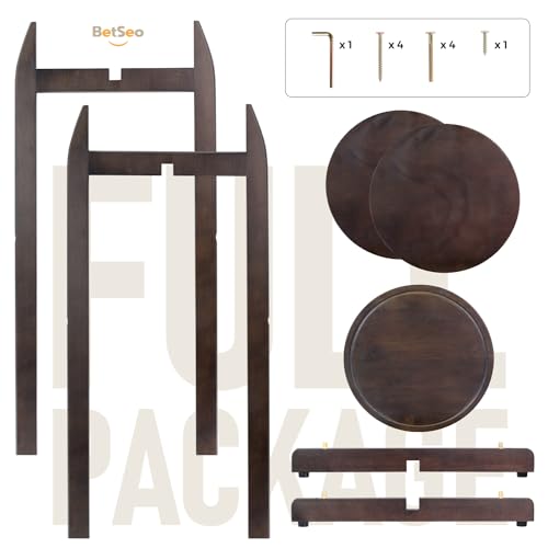 BETSEO Natural Solid Wood Water Dispenser Floor Stand (32.8" Hight-11.2" Wide) Drink Dispenser Floor Stand with 3 Round Shelfs Included for 1-5 Gallon Water Bottles/Crocks, Water Jug (Walnut Color) by BETSEO - Image 3