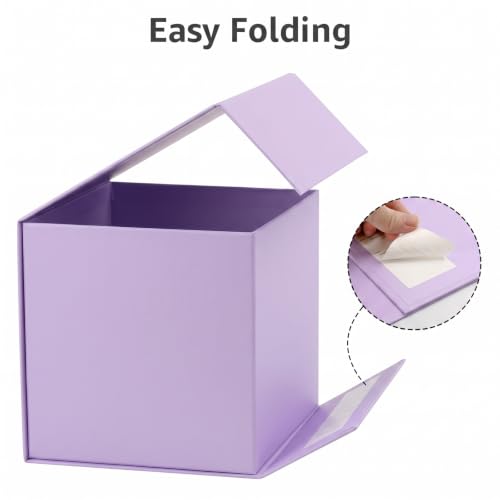 Image of LIFELUM Purple Gift Box for Birthday with Magnetic Lid, 7 inchx7 inchx7 inch