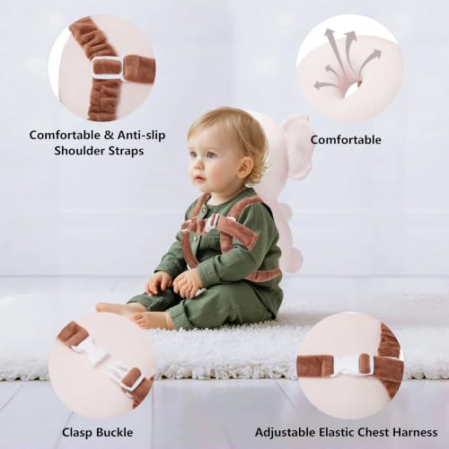 Image of Baby Head Back Protector Backpack Toddler Safety Protector Cushion Pad Soft, Adjustable and Lightweight Design for Safe Walking and Crawling Toddlers Girls and Boys(Pink Koala)