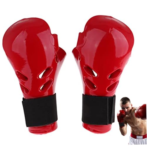 Karate Gloves for Adults, 1 Pair Shock-Absorbing Sponge Lining Sparring Gloves, Easy to Wear Punching with Elastic Strap for Kickboxing, Grappling, Boxing, Speed Bag, Martial Arts, L, sports