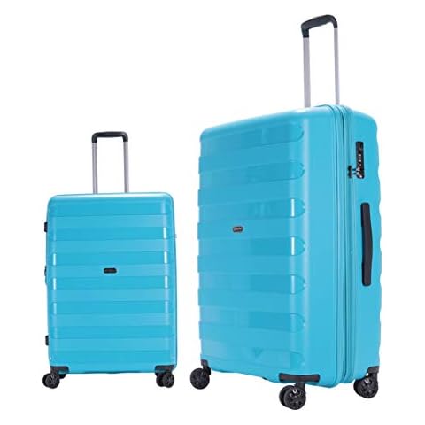 GinzaTravel Anti-scratch PP Material large capacity Expandable Luggage 8-wheel Spinner Luggage sets, Lake Blue, 2-pc Set (20/28) Cover