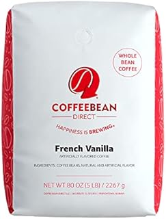 Coffee Bean Direct French Vanilla Flavored, Whole Bean Coffee, 5-Pound Bag