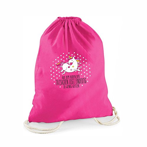 Statement-Turnbeutel Auf dem Boden der Tatsachen liegt eindeutig zu wenig Glitzer Gym-Bag Rucksack Hipster Beutel mit Spruch Tasche Gymsac Sportbeutel Geschenk pink Cover