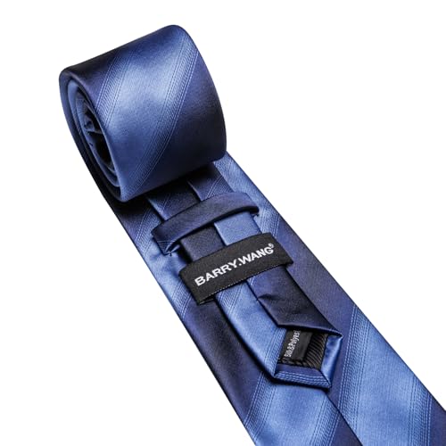 Image of Barry.Wang Plaid Ties for Men Silk Necktie Handkerchief Cuff Links Set