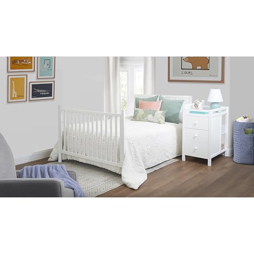 Image of Sorelle Essex Crib & Changer - 4-in-1 Convertible Crib, Non-Toxic Finish, Wooden Baby Bed, Toddler Bed, Child's Daybed, and Full-Size Bed, Nursery Furniture - White