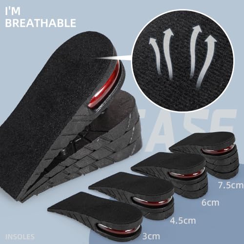 Image of XINIFOOT Height Increase Insole 4-Layer Air Cushion Heel Insert Lift Shoes Insole for Men and Women Invisible Elevator Adjustable Insoles (Half Pad, 2.95 Inch)