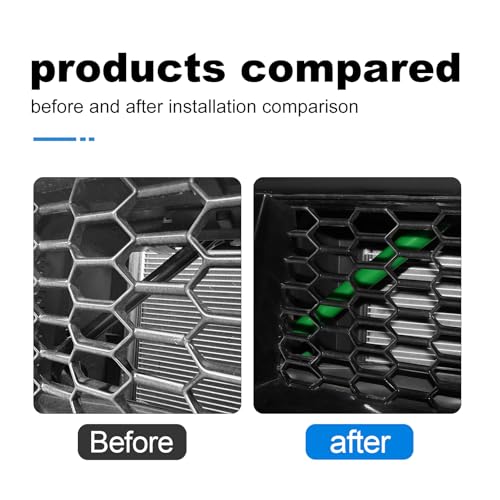 Image of KUNGKIC For 2024 2025 Mustang Grill Inserts Trims ABS V Brace Stripes Wrap Covers Exterior Car Accessories (Green)