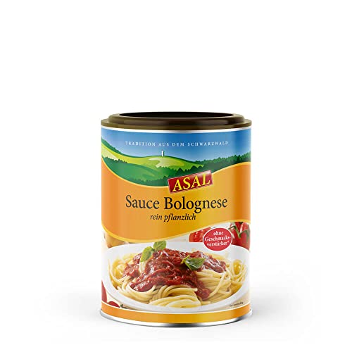 Asal Sauce Bolognese 450 g für 2,25 Liter - die leckere fleischlose Alternative zu klassischen Hackfleischsoßen, vegan, ohne Geschmacksverstärker, nicht nur zu Pasta lecker, sondern auch zu Reisgerichten oder Aufläufen Cover
