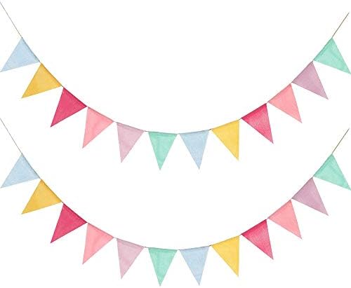 24 Flags Multicolor Pennant Banner Triangle Flag Bunting for Party Hanging Festivals Decoration Imitated Burlap Pennant Triangle Flags Banner