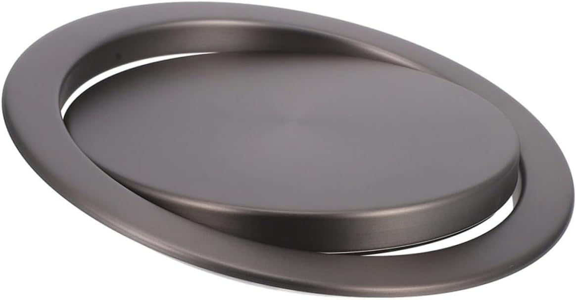 Recessed Stainless Steel Trash Bin Lid with Auto Flap Kitchen Countertop Cover, Built-in Garbage Can Lid for Home Bathroom, 1pcs Gunmetal Gray Swing Cover