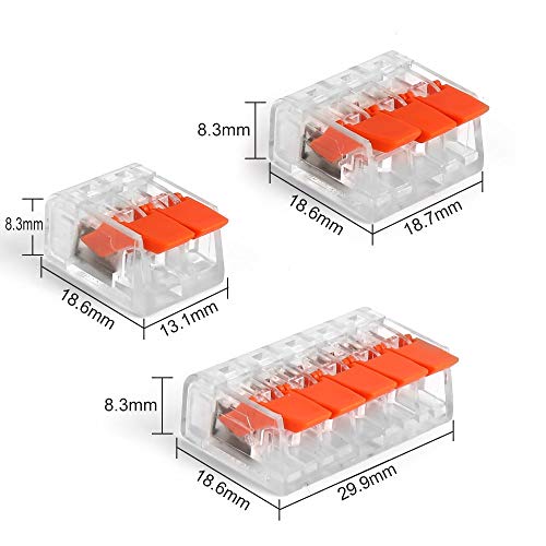 Tyumen 75 Pcs Lever Wire Connectors, Lever Home Compact Splicing Connector - 2 Port, 3 Port, 5 Ports Electric Cable Clamp Connector For Awg 22-12 Electrical Cables Solid Stranded Flexible Wires #TOP2