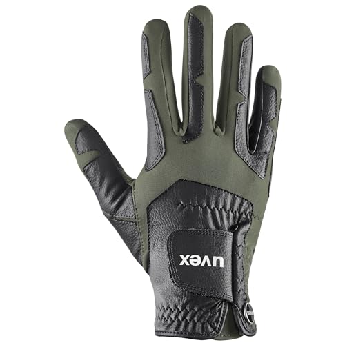 Gants d'équitation uvex ventraxion Plus durables et flexibles coloris noir et olive