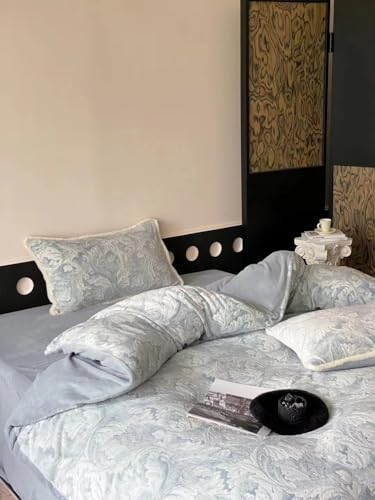Parure de lit avec drap et enfile couette pour lit simple bleu - 5