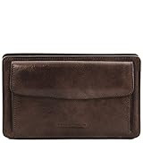 Wristlet Tasche Tuscany Leather Denis Elegante Handgelenktasche/Herrentasche aus Leder Dunkelbraun