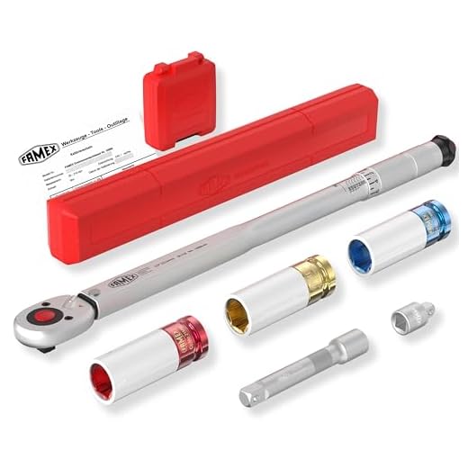 FAMEX 10886-3N Drehmomentschlüssel 30-210 Nm Sparset inkl. Spezial Einsätze für Radschrauben
