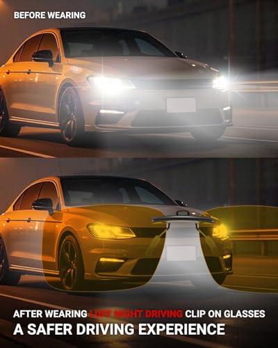 LUFF Night Vision Driving Clip-On Glasses, Polarized Anti-Glare for Wearing Over Glasses - Men and Women3