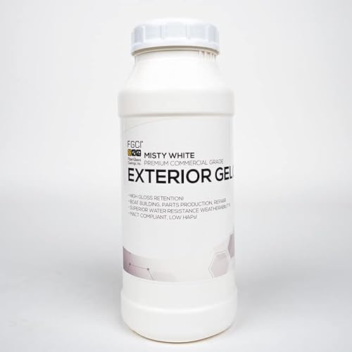 FGCI - 1 Quart Marine Grade Gel Coat for Boat Building, RV Gel Coat, Restoration, Carbon Fiber Gel Coat, Fiberglass Repair, Patching, and Repair kit (Misty White)