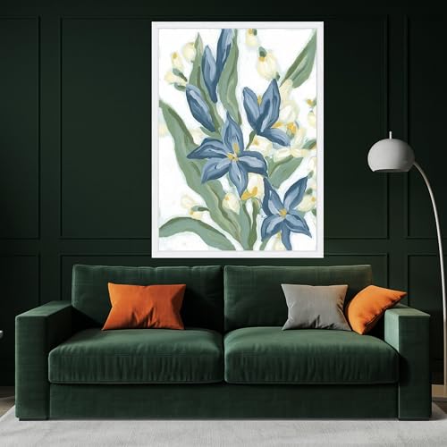 Décoration botanique pour la maison tableau mural fleurs bleues - 3