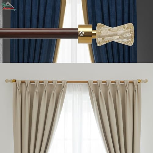 Image of Atlantic Curtain Rod Finials Set of 4, Decorative Textured Resin Finials with Gold Finish for Standard Drapery Rods