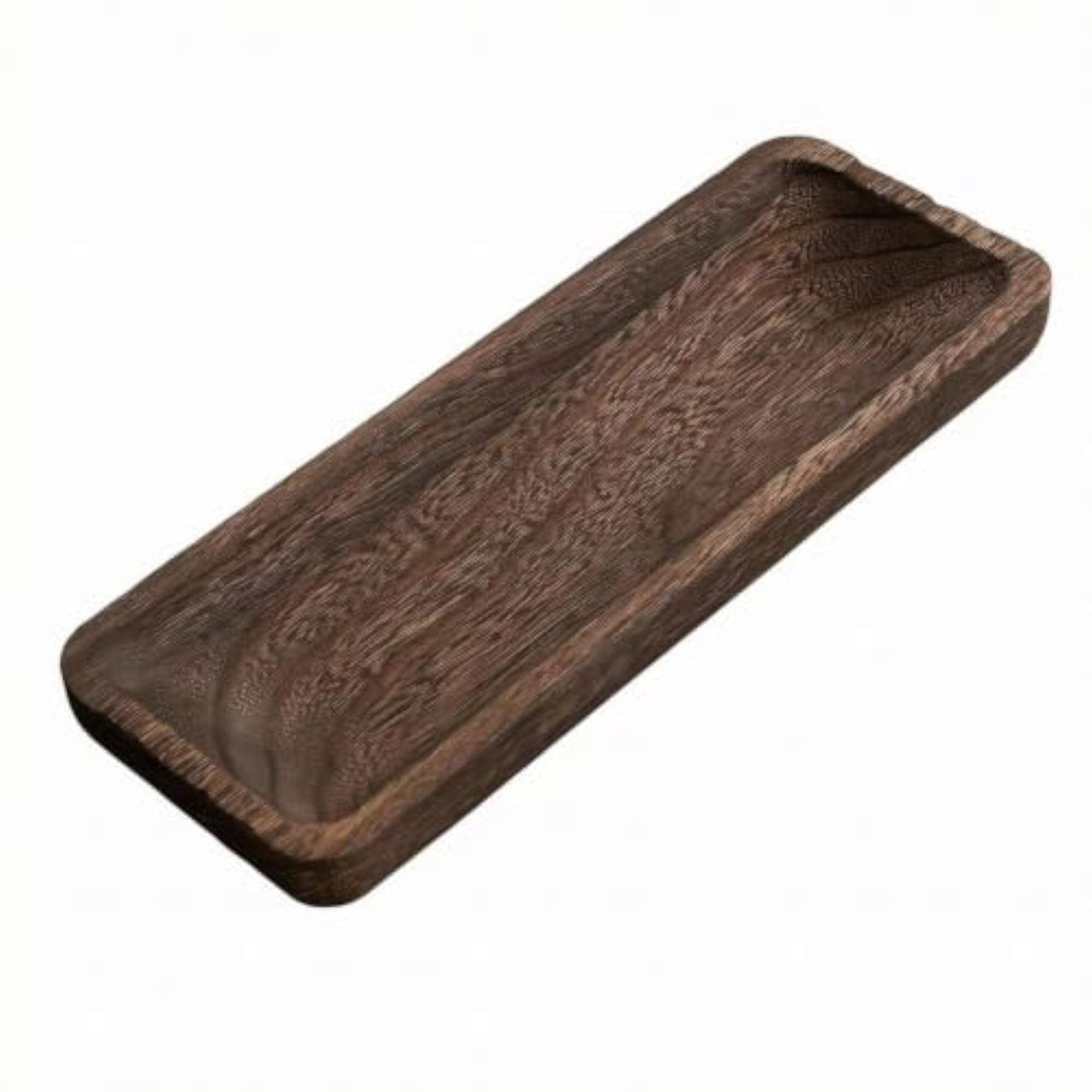 Burnished Rectangular Wooden Tray, Decorative Tabletop Accent