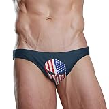 ZKKO Sexy Herren Badehose American Flag Beach Bikini für Herren Schwimmunterwäsche Sport XL Multi-American Skull Flag