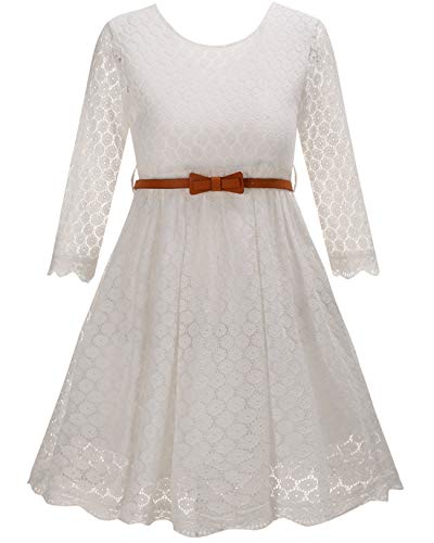 Kids Dress Girls White Lace Boho Casual Dress 7-16 Flower Girl Wedding Birthday Pageant Prom Party Dresses Summer Sundresses with Belt Casual Dresses for Girls (Size 12-13 Years)=LS White-180 Kids Dress Girls White Lace Boho Casual Dress 7-16 Flower Girl Wedding Birthday Pageant Prom Party Dresses Summer Sundresses with Belt Casual Dresses for Girls (Size 12-13 Years)=LS White-180