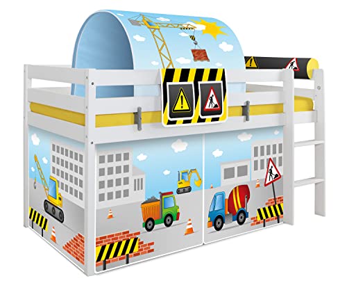 Ticaa Hochbett Oskars Baustelle inkl. Zubehör Kiefer weiß Cover
