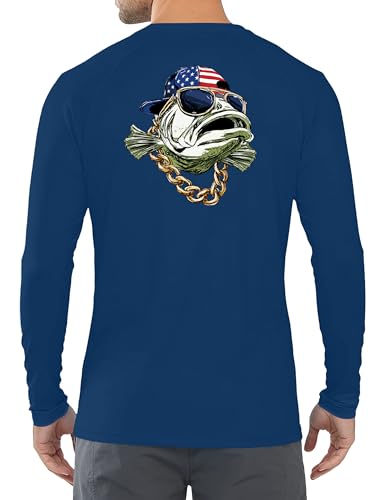 Image of Men's Rash Guard Long Sleeve, UPF 50+ UV Protection Sun Shirt, Quick Dry Lightweight T-Shirt for Fishing Swim Surf